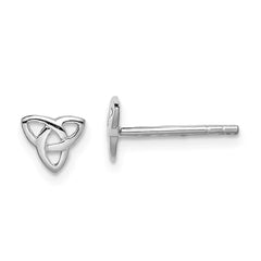 QE11970 Sterling Silver Rhodium-plated Polished Celtic Knot Post Earrings