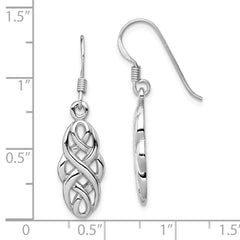 QE11974 Sterling Silver Rhodium-plated Infinity Celtic Design Dangle Earrings