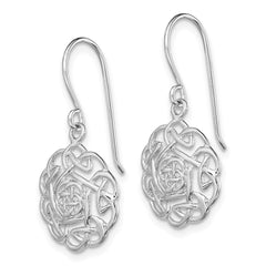 QE11979 Sterling Silver RH-plated Polished Celtic Shepherd Hook Earrings