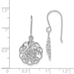 QE11979 Sterling Silver RH-plated Polished Celtic Shepherd Hook Earrings