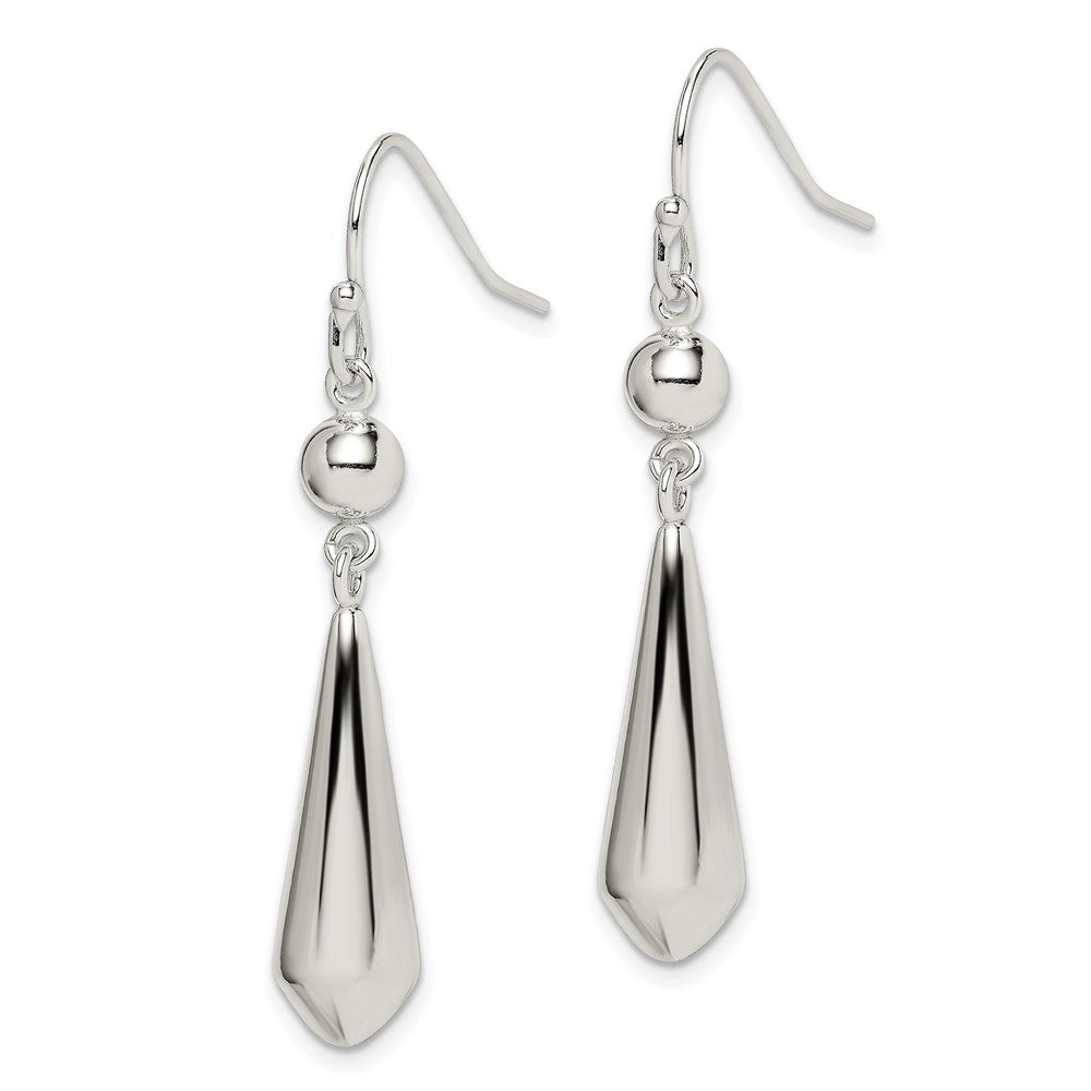 QE12072 Sterling Silver Polished Beaded Teardrop Dangle Earrings