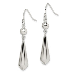 QE12072 Sterling Silver Polished Beaded Teardrop Dangle Earrings
