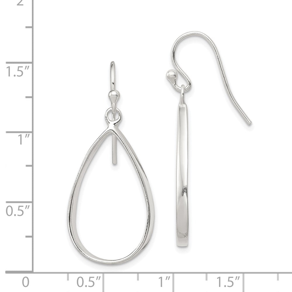 QE12083 Sterling Silver Polished Teardrop Dangle Earrings