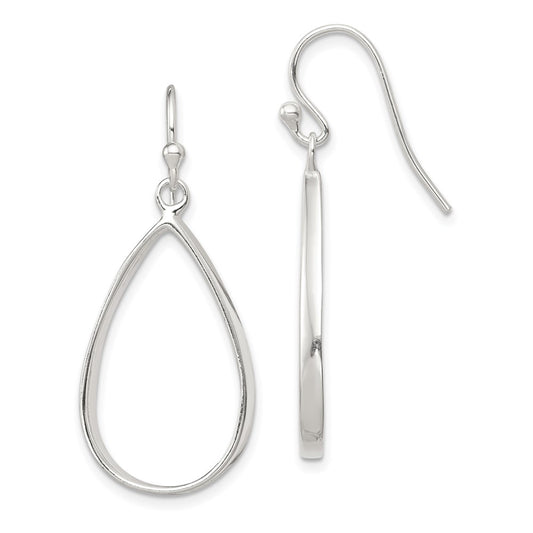 QE12083 Sterling Silver Polished Teardrop Dangle Earrings