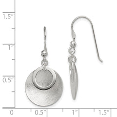 QE12104 Sterling Silver Polished & Brushed Double Circle Dangle Earrings