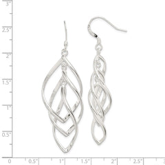 QE12117 Sterling Silver Polished & Twisted Dangle Earrings