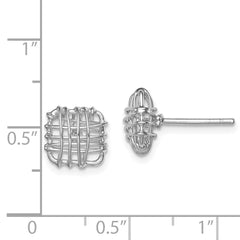 QE12133 Sterling Silver Rhodium-plated Polished Square Post Earrings