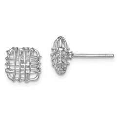 QE12133 Sterling Silver Rhodium-plated Polished Square Post Earrings
