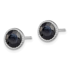 QE12154 Sterling Silver Rhodium-plated Black Sapphire Post Earrings