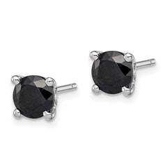 QE12162 Sterling Silver Rhodium-plated Black Sapphire Post Earrings