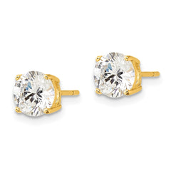 QE12179GP Sterling Silver Gold-tone Polished 7mm CZ Post Earrings