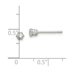 QE12185 Sterling Silver Polished 3mm Round CZ Stud Earrings
