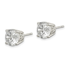 QE12191 Sterling Silver Polished 8mm Round CZ Swirl Basket Set Stud Earrings