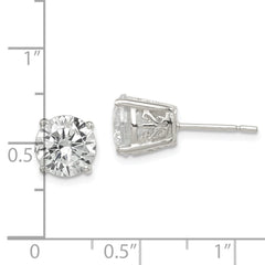QE12191 Sterling Silver Polished 8mm Round CZ Swirl Basket Set Stud Earrings