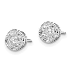 QE12203 Sterling Silver Rhodium-plated Polished CZ 7mm Circle Post Earrings