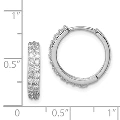 QE12258 Sterling Silver Polished Rhodium-plated Hinged Hoop Earrings