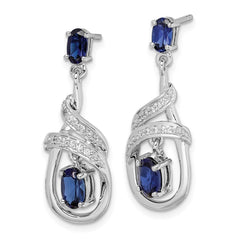 QE12306 Sterling Silver Rhodium-plated Lab Created Sapphire CZ Post Earrings