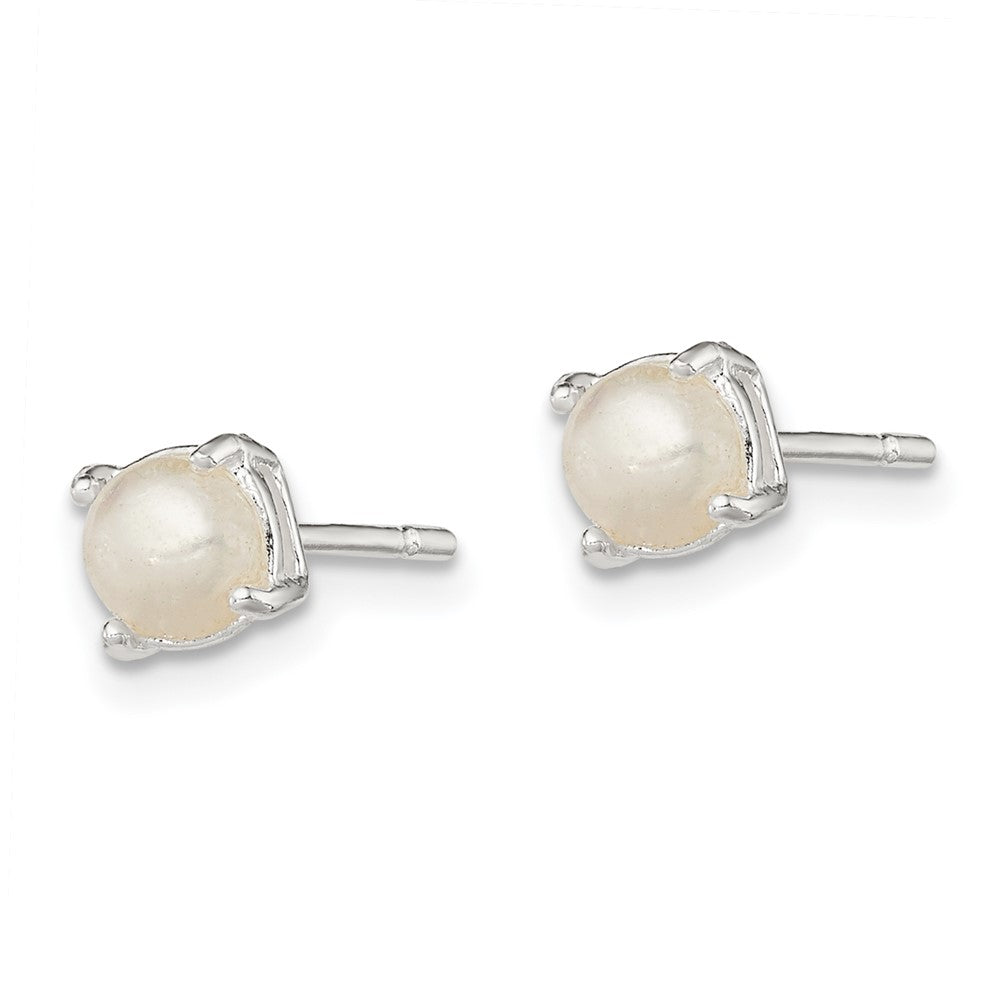 QE12334 Sterling Silver Polished Imitation Pearl Post Earrings