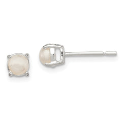 QE12334 Sterling Silver Polished Imitation Pearl Post Earrings