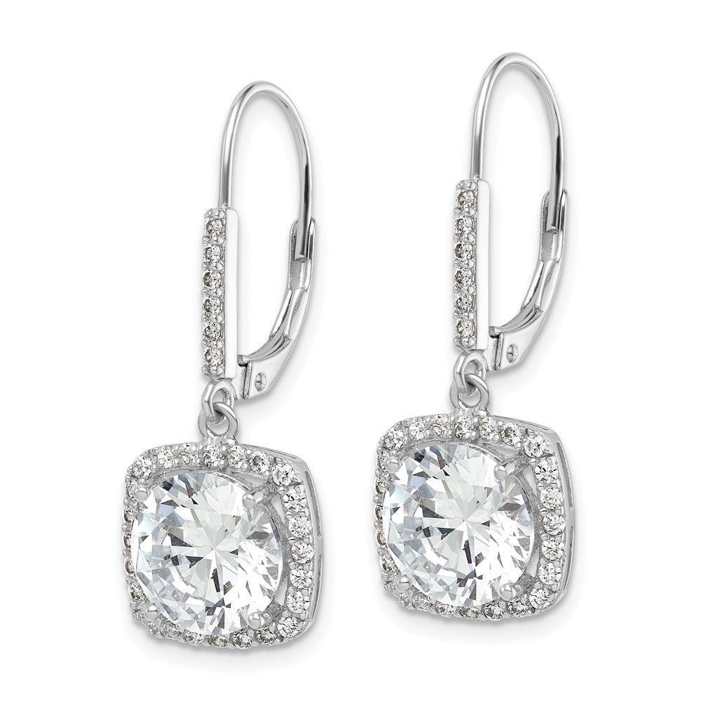 QE12425 Sterling Silver Rhodium-plated Polished CZ Dangle Earrings