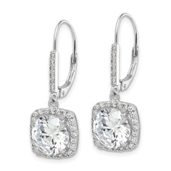QE12425 Sterling Silver Rhodium-plated Polished CZ Dangle Earrings