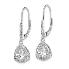 QE12426 Sterling Silver Rhodium-plated Polished CZ Leverback Earrings