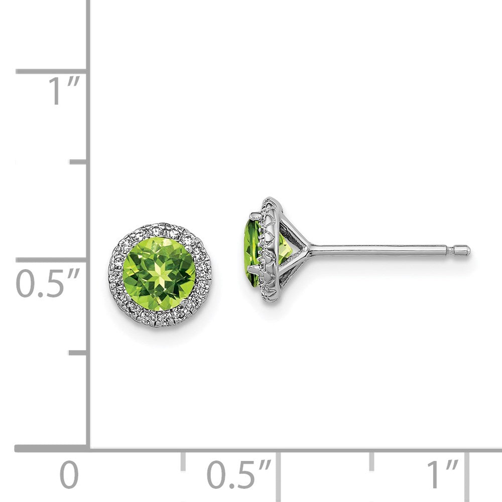 QE12613PE Sterling Silver Rhodium-plated Peridot and CZ Post Earrings