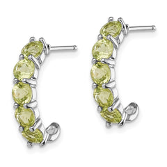 QE12614PE Sterling Silver Rhodium-plated Peridot J-Hoop Earrings