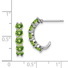 QE12614PE Sterling Silver Rhodium-plated Peridot J-Hoop Earrings