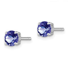 QE12621TZ Sterling Silver Rhodium-plated Round Tanzanite Post Earrings