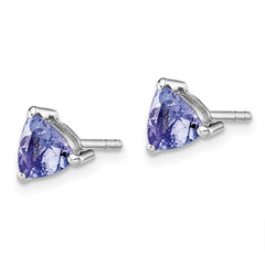 QE12624TZ Sterling Silver Rhodium-plated Trillion Tanzanite Post Earrings