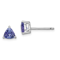 QE12624TZ Sterling Silver Rhodium-plated Trillion Tanzanite Post Earrings