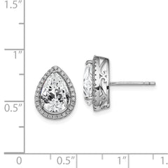 QE12637APR Sterling Silver Rhodium Created White Topaz & CZ Post Earrings