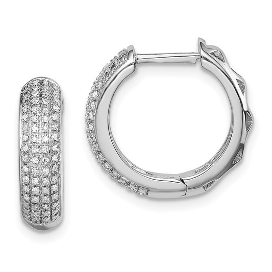 QE12642 Sterling Silver Rhodium Diam. Hinged Hoop Earrings