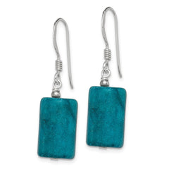 QE12832 Sterling Silver Polished Blue Jasper Rectangle Dangle Earrings