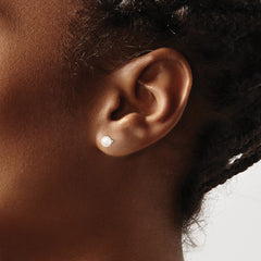 QE12847 Sterling Silver Rhodium-plated 4-5mm White Button Freshwater Cultured Pearl Post Earrings