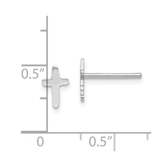 QE12949 Sterling Silver Rhodium-plated Polished Latin Cross Post Earrings