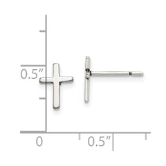 QE12964 Sterling Silver Polished Latin Cross Post Earrings