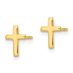 QE12964GP Sterling Silver Gold-tone Polished Latin Cross Post Earrings