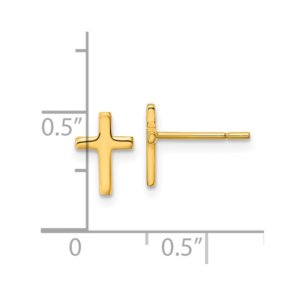 QE12964GP Sterling Silver Gold-tone Polished Latin Cross Post Earrings