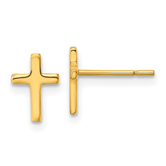 QE12964GP Sterling Silver Gold-tone Polished Latin Cross Post Earrings