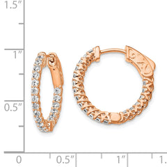 QE12988P Sterling Shimmer Sterling Silver Rose-tone Rose Gold-plated 38 Stone 1.75mm CZ In and Out Round Hinged Hoop Earrings