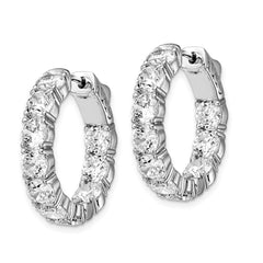QE12992 Sterling Shimmer Sterling Silver Rhodium-plated 20 Stone 4.25mm CZ In and Out Round Hinged Hoop Earrings