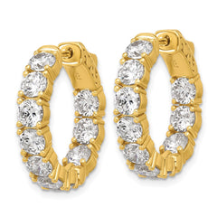 QE12992Y Sterling Shimmer Sterling Silver Gold-tone Flash Gold-plated 4.25mm CZ 20 Stone In and Out Hinged Hoop Earrings