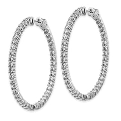 QE12995 Sterling Shimmer Sterling Silver Rhodium-plated 86 Stone 2.5mm CZ In and Out Round Hinged Hoop Earrings