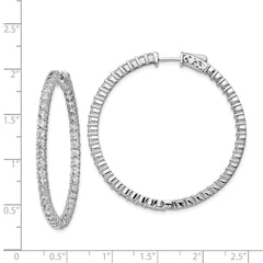 QE12995 Sterling Shimmer Sterling Silver Rhodium-plated 86 Stone 2.5mm CZ In and Out Round Hinged Hoop Earrings