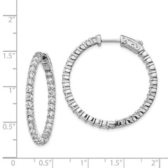 QE12996 Sterling Shimmer Sterling Silver Rhodium-plated 58 Stone 2.5mm CZ In and Out Round Hinged Hoop Earrings