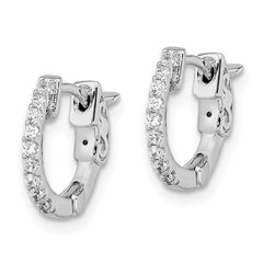 QE13011 Sterling Shimmer Sterling Silver Rhodium-plated 18 Stone CZ Hinged Hoop Earrings