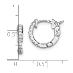 QE13011 Sterling Shimmer Sterling Silver Rhodium-plated 18 Stone CZ Hinged Hoop Earrings