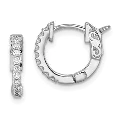 QE13011 Sterling Shimmer Sterling Silver Rhodium-plated 18 Stone CZ Hinged Hoop Earrings